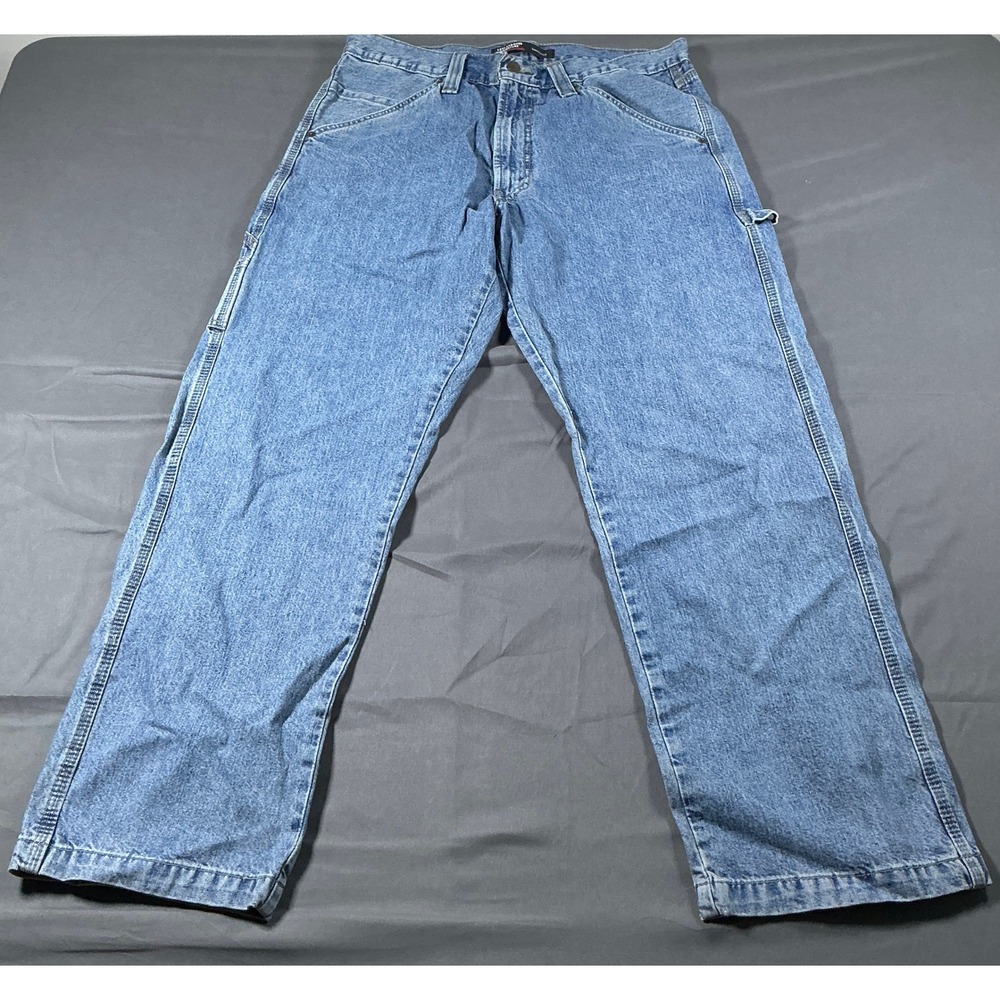 Levi Strauss Signature Men Carpenter Jeans Medium Wash Workwear Blue Denim 34x29